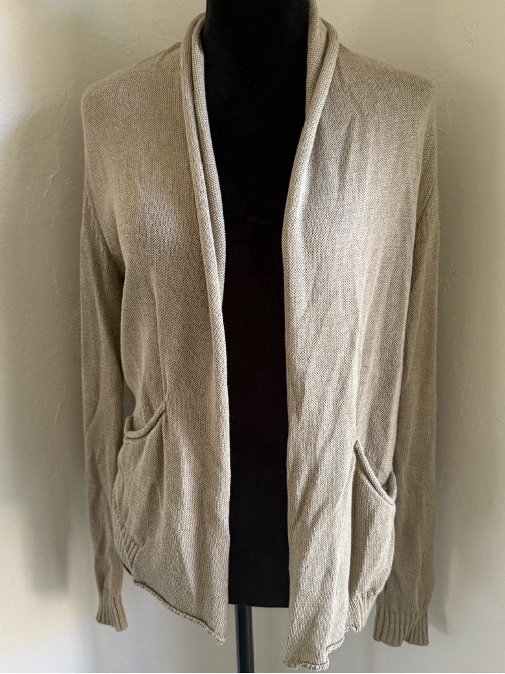 Women’s Light Taupe Open Front Knit Cardigan (Size S)